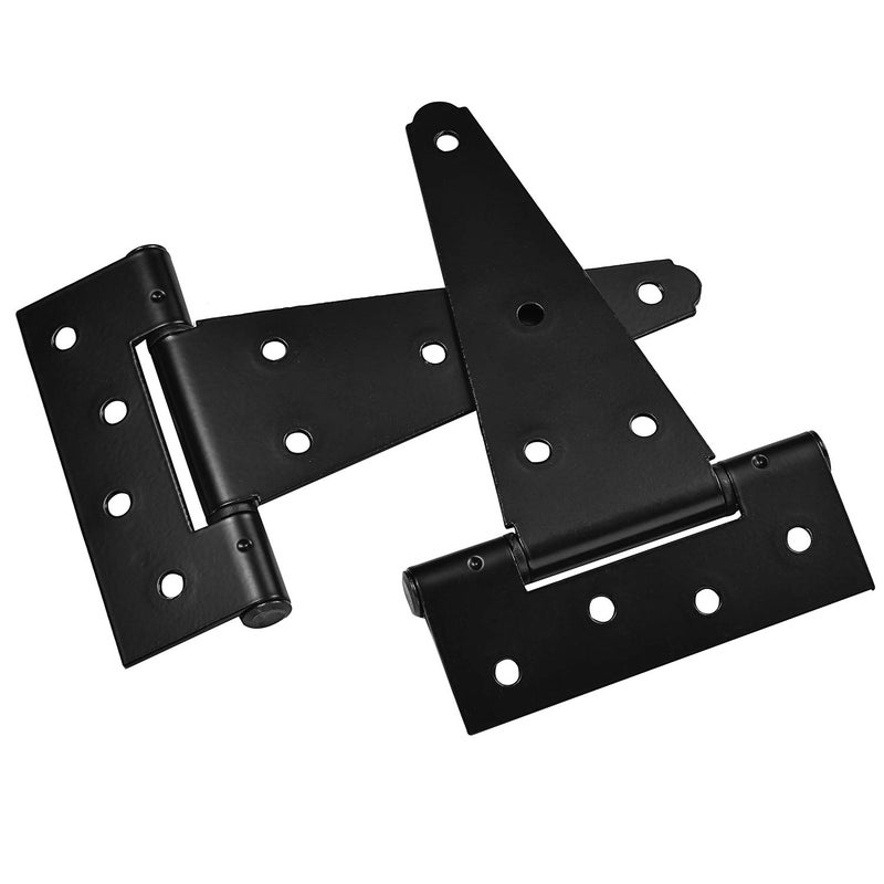 SANKINS 6 Inch T-Strap Shed Door Hinges Heavy Duty,Black Tee Hinge for Wooden Fences,Yard Door,Barn Door Gates, Wrought Hardware Rustproof,2Pack/Set - Image 2